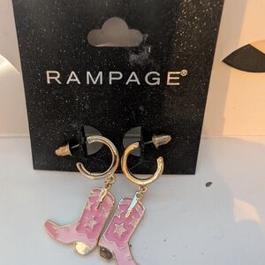 Rampage Pink and Gold Boot Earrings